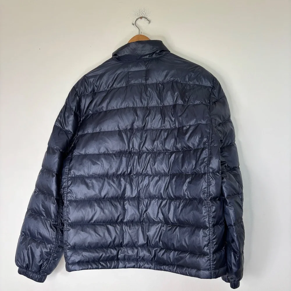 J Crew Navy Blue quilted down puffer jacket Winter Preppy Ski Size Large